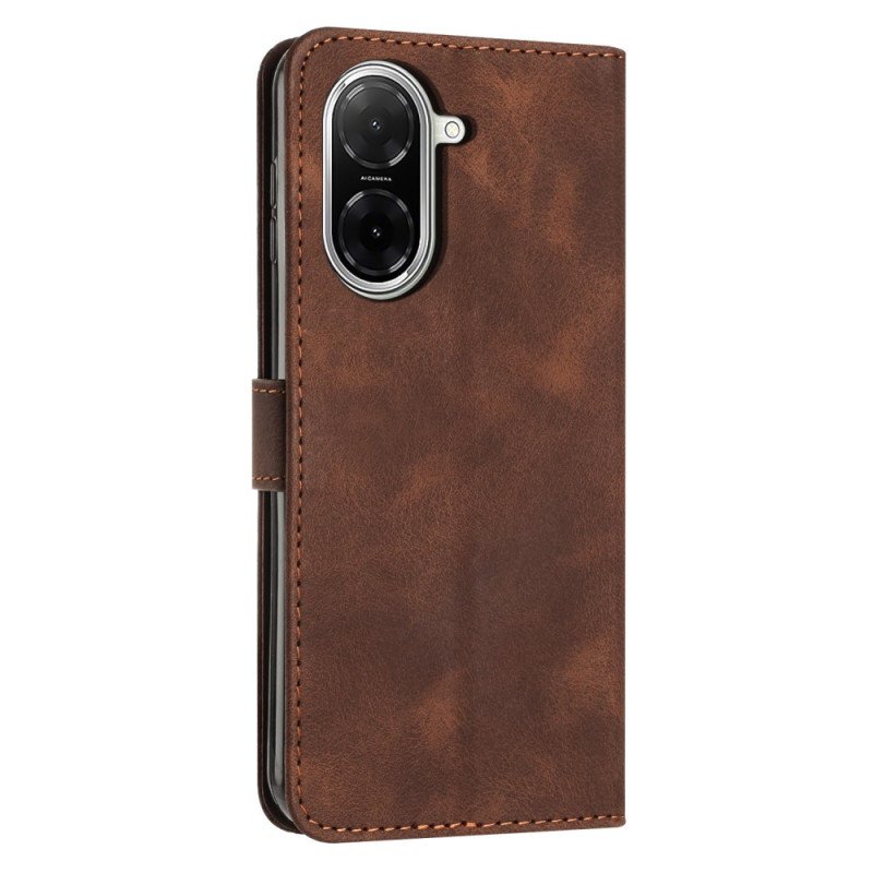 Läderfodral Poco C71 Telefonfodral Linjedesign Med Rem