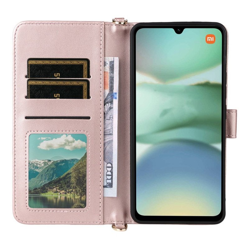 Läderfodral Poco C71 Telefonfodral Quiltad Plånbok Med Rem Och Axelrem