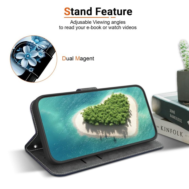 Läderfodral Poco C71 Telefonfodral Svart Orkidé