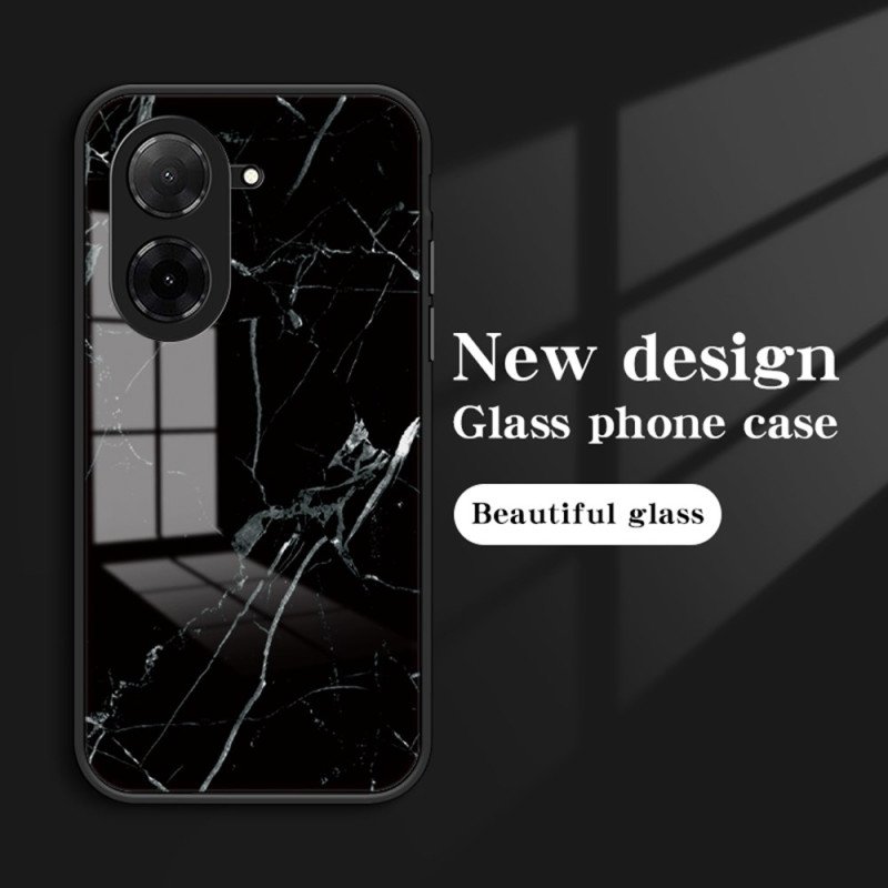 Skal Poco C71 Telefonfodral Marmorerat Härdat Glas