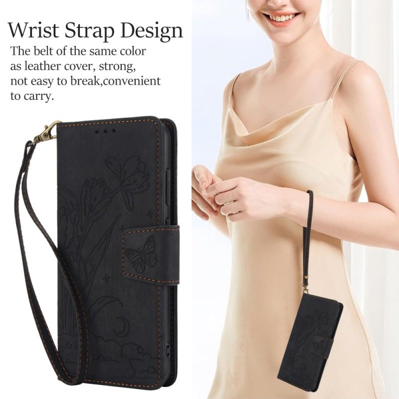 Fodral Samsung Galaxy S25 5g Blommigt Mönster Med Mockaeffekt