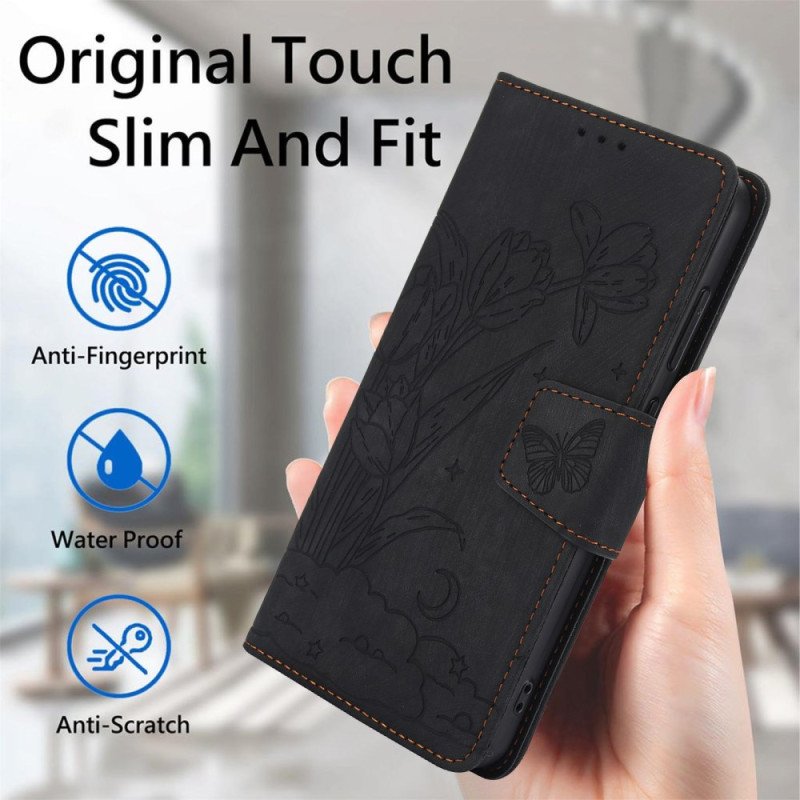 Fodral Samsung Galaxy S25 5g Blommigt Mönster Med Mockaeffekt