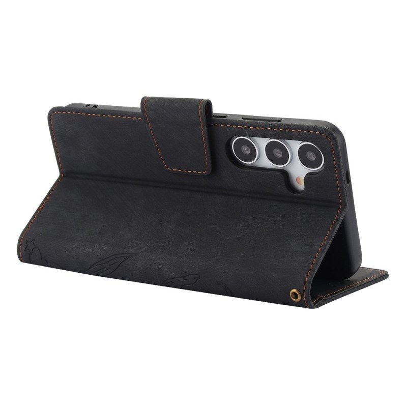 Fodral Samsung Galaxy S25 5g Blommigt Mönster Med Mockaeffekt