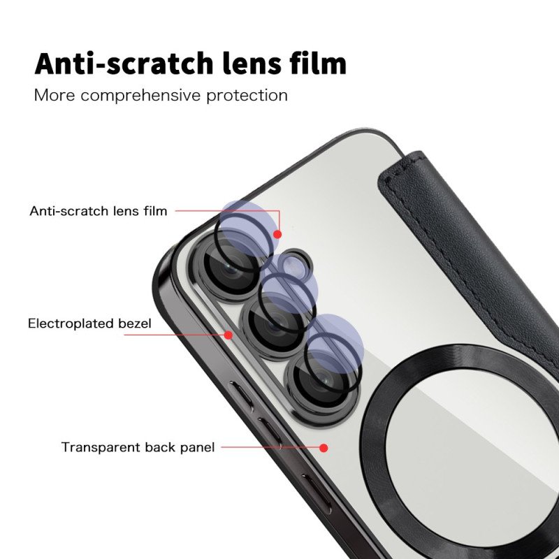 Folio-fodral Samsung Galaxy S25 5g Lädereffekt Kompatibel Med Magsafe Och Rfid-blockering