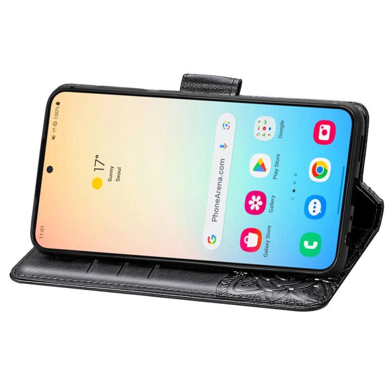 Läderfodral Samsung Galaxy S25 5g Telefonfodral Barockfjäril