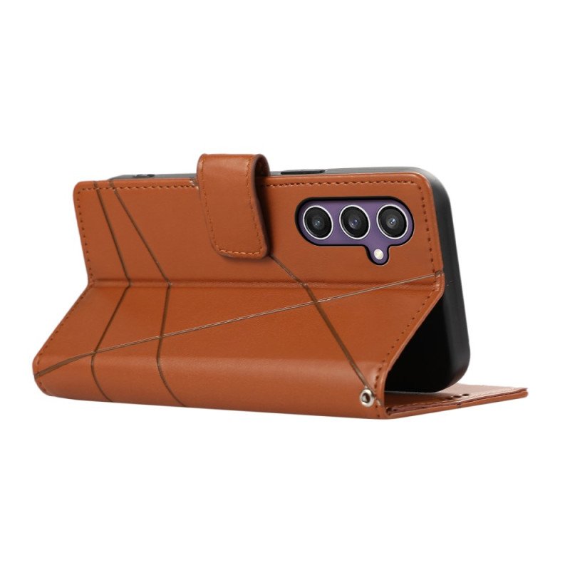 Läderfodral Samsung Galaxy S25 5g Telefonfodral Linjer Och 3 Korthållare