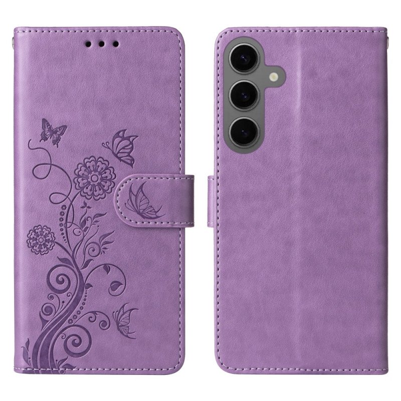 Läderfodral Samsung Galaxy S25 5g Telefonfodral Små Blommor