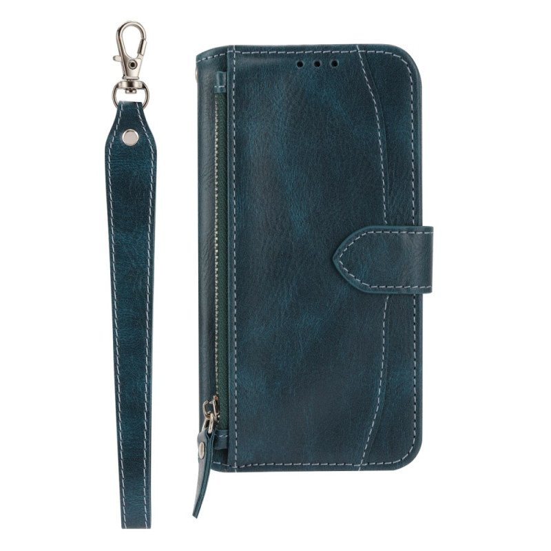 Läderskal Fodral Samsung Galaxy S25 5g Ficka Rem Och Axelrem Med Dragkedja