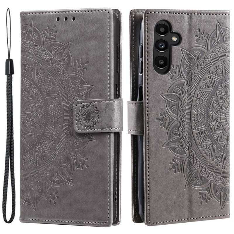 Läderskal Fodral Samsung Galaxy S25 5g Plånbok Med Mandala-solmotiv