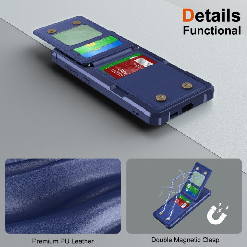 Skal För Samsung Galaxy S25 5g Korthållare Och Stativ Med Metalleffekt