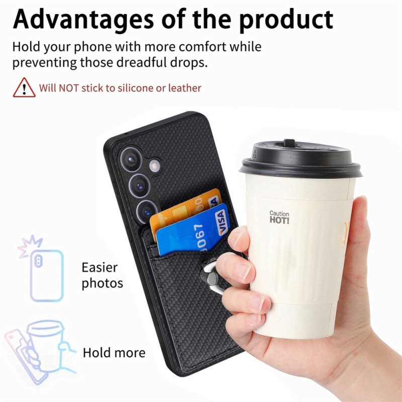 Skal Samsung Galaxy S25 5g Korthållare Och Ringställ I Kolfiber