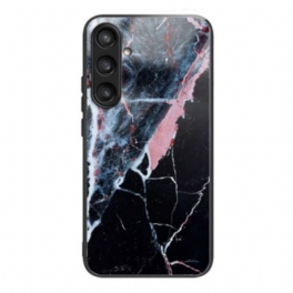 Skal Samsung Galaxy S25 5g Telefonfodral Svartvitt Marmorhärdat Glas