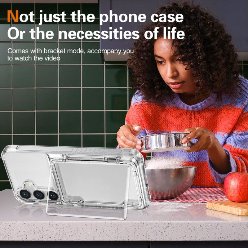 Skal Samsung Galaxy S25 5g Transparent Med Inbyggd Korthållare