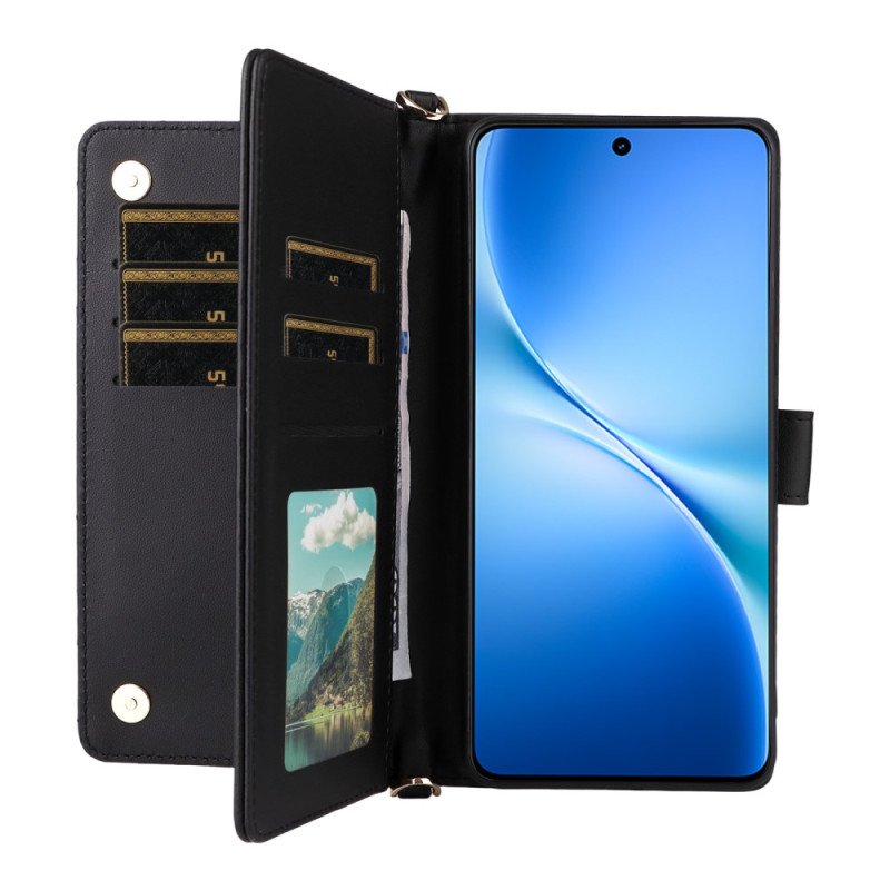 Fodral För Vivo V60 Lite Quiltad Med Remmar