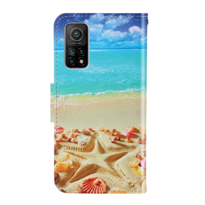 Folio-fodral Xiaomi Mi 10T / 10T Pro Med Kedjar Lanyard Beach