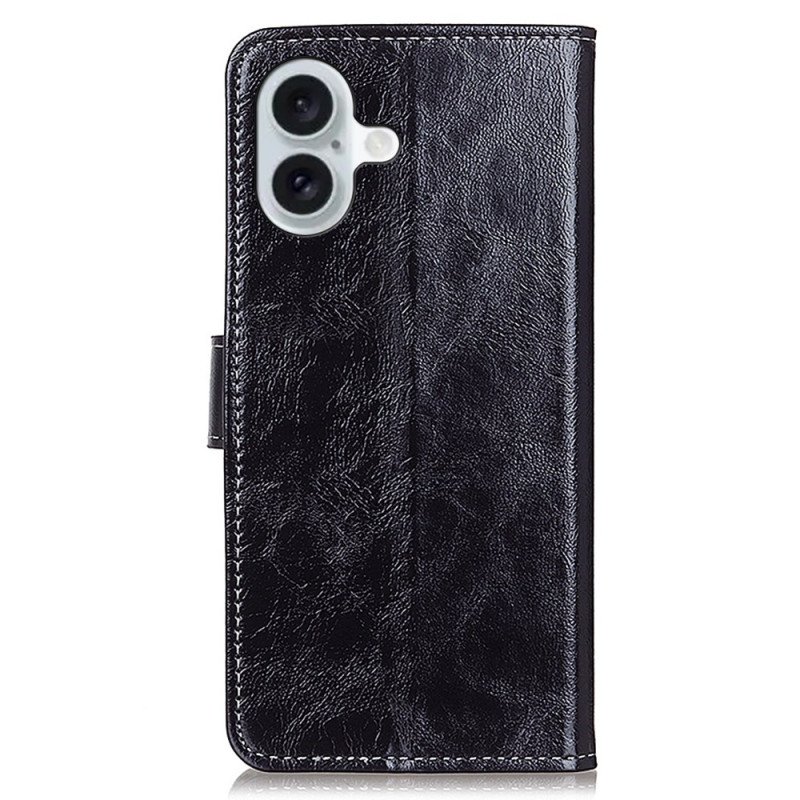 Läderskal Fodral iPhone 16 Plus Glänsande Konstläder