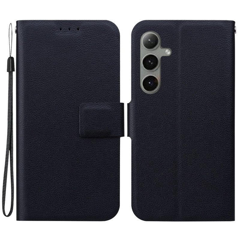 Fodral För Samsung Galaxy S25 Plus 5g Enfärgad Lädereffekt Med Rem