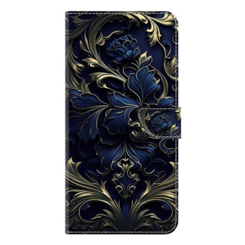 Fodral För Samsung Galaxy S25 Plus 5g Metallisk Blå Blomma