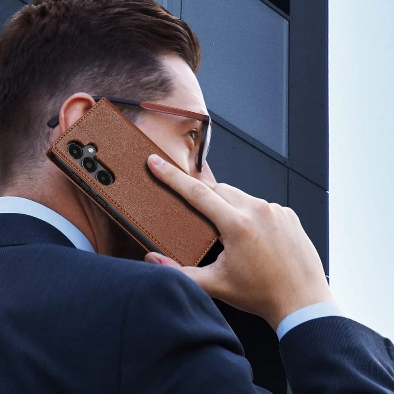 Folio-fodral För Samsung Galaxy S25 Plus 5g Lädereffekt