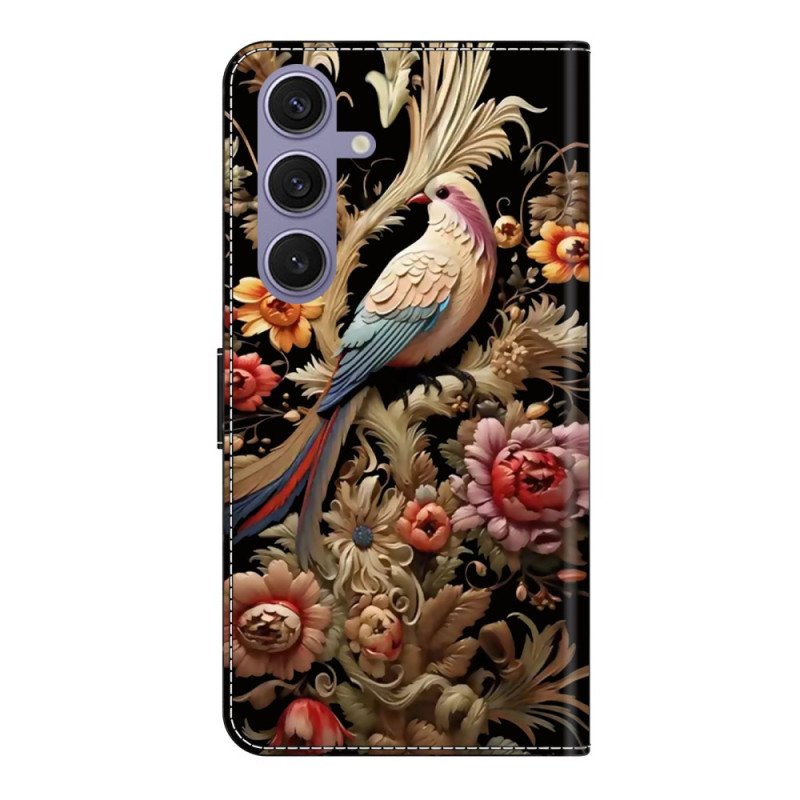 Läderfodral Samsung Galaxy S25 Plus 5g Telefonfodral Blommor Och Fåglar