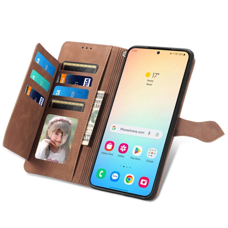 Läderfodral Samsung Galaxy S25 Plus 5g Telefonfodral Spetsrem I Mockaeffekt