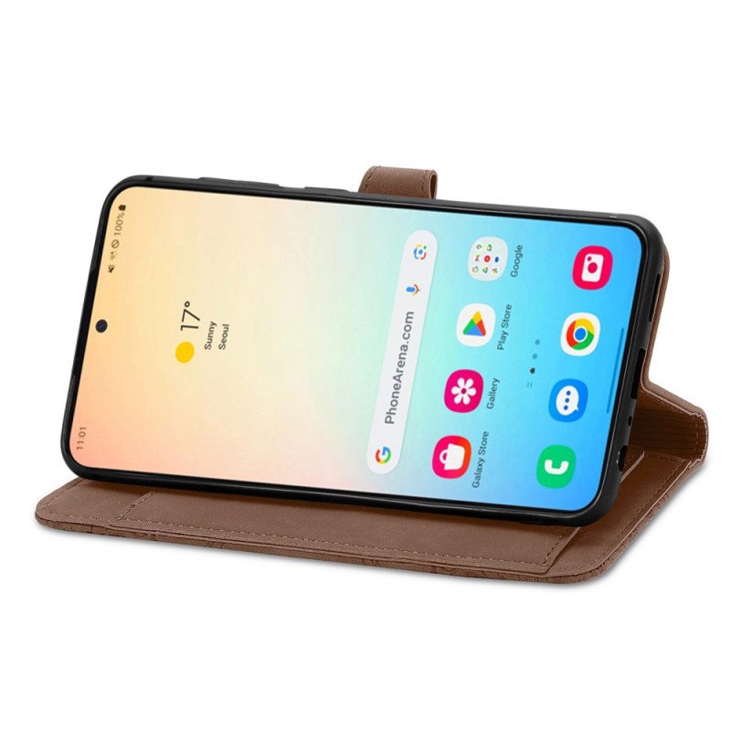 Läderfodral Samsung Galaxy S25 Plus 5g Telefonfodral Spetsrem I Mockaeffekt