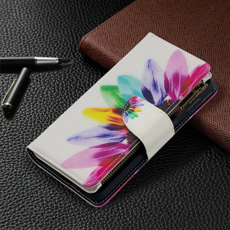 Folio-fodral Samsung Galaxy S21 Plus 5G Akvarell Blomma Dragkedja