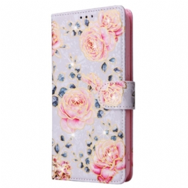 Fodral iPhone 16 Pro Blommig Rfid Blocker-plånbok