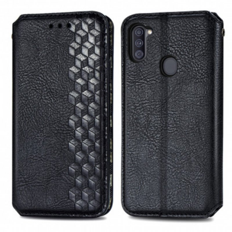 Folio-fodral Samsung Galaxy M11 Läderfodral Diamantstruktur Med Lädereffekt