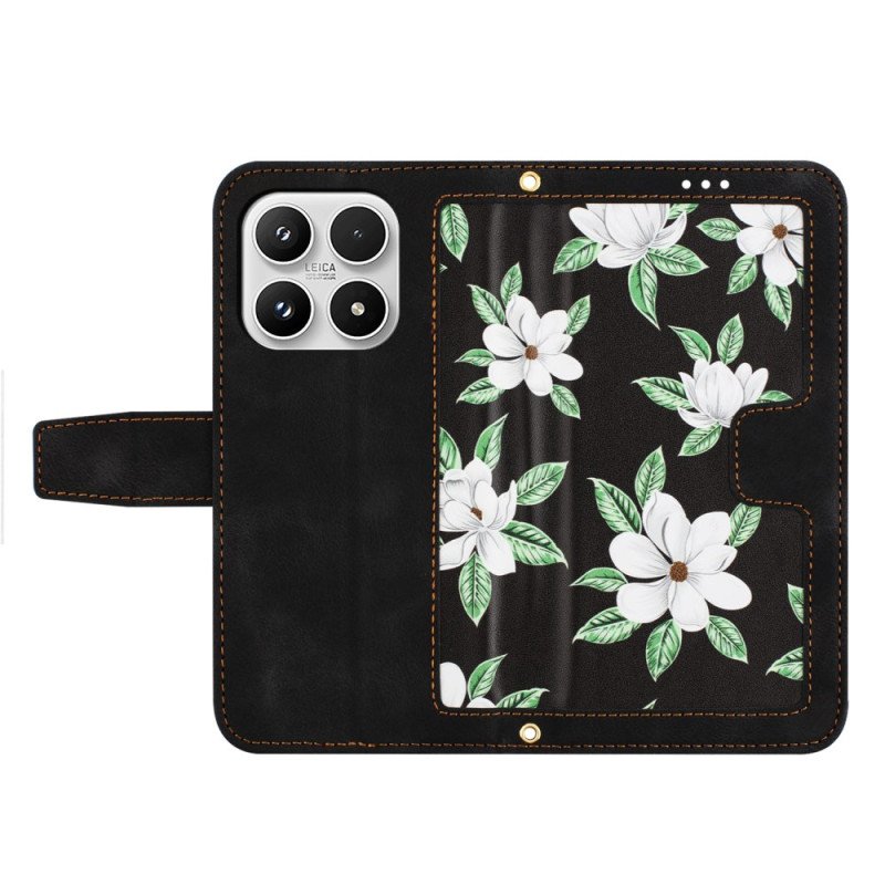 Fodral Xiaomi 17 Korthållare Och Blommönster