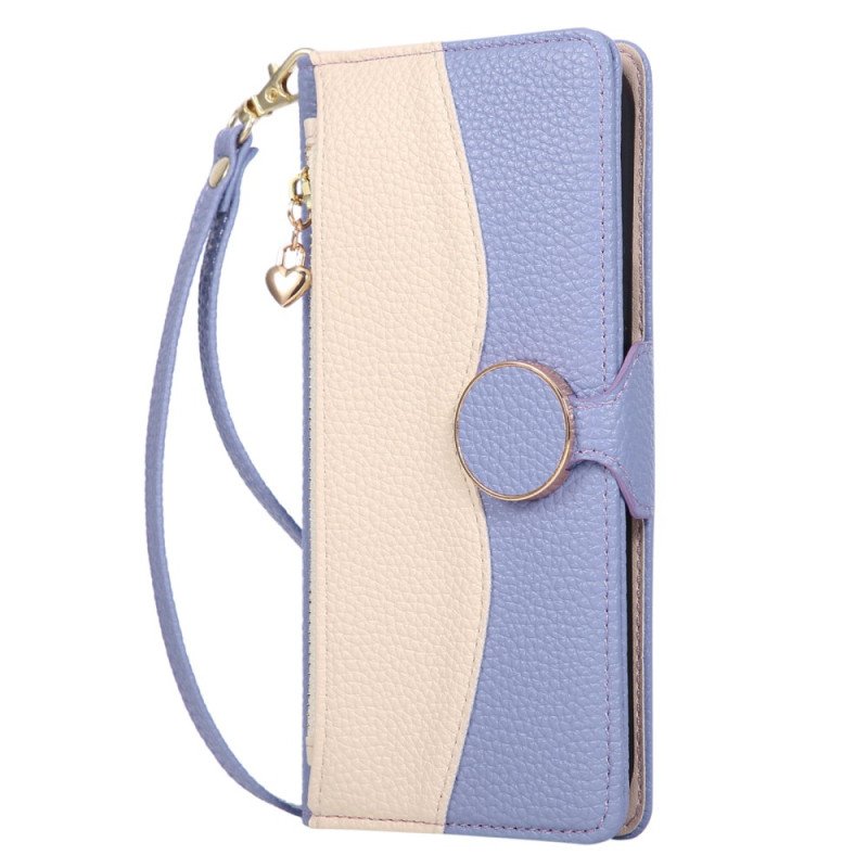 Läderfodral Xiaomi 17 Telefonfodral Tvåfärgad Plånbok Med Handledsrem