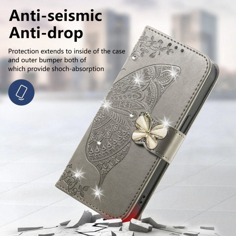 Skyddsfodral Xiaomi 17 3d-fjäril Och Strass