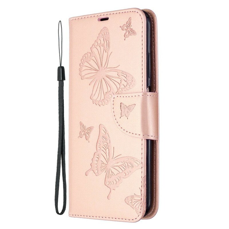 Folio-fodral Huawei P40 Lite Med Kedjar Fjärilar Tryckt Strappy
