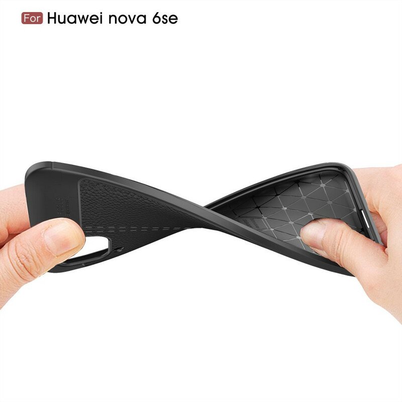 Skal Huawei P40 Lite Dubbel Linje Litchi Läder Effekt