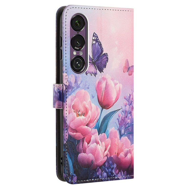 Fodral Sony Xperia 1 Vii Blom- Och Fjärilsmönster