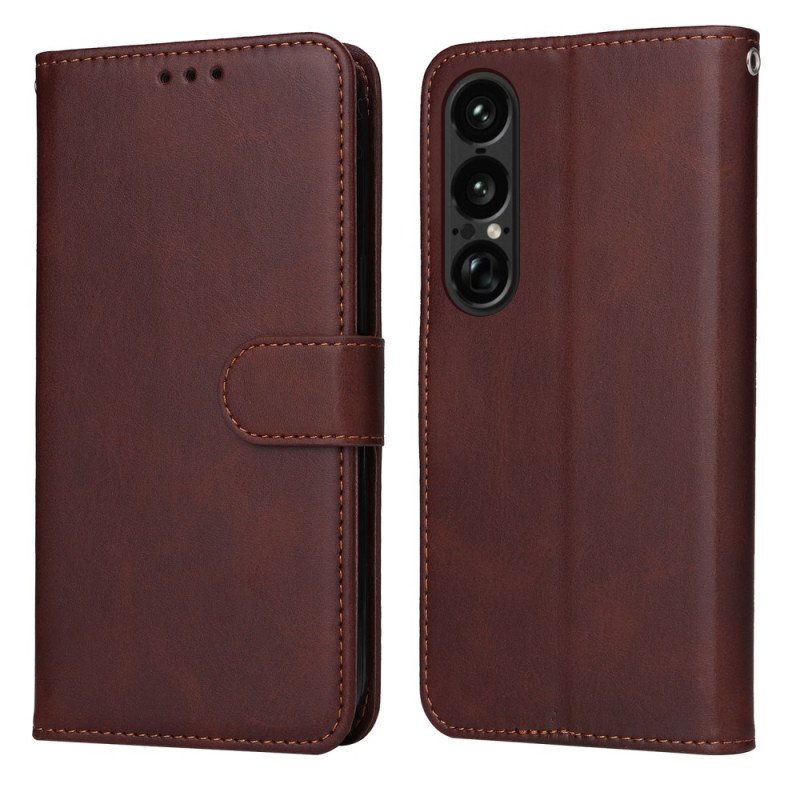 Läderfodral Sony Xperia 1 Vii Telefonfodral Enfärgat Konstläder
