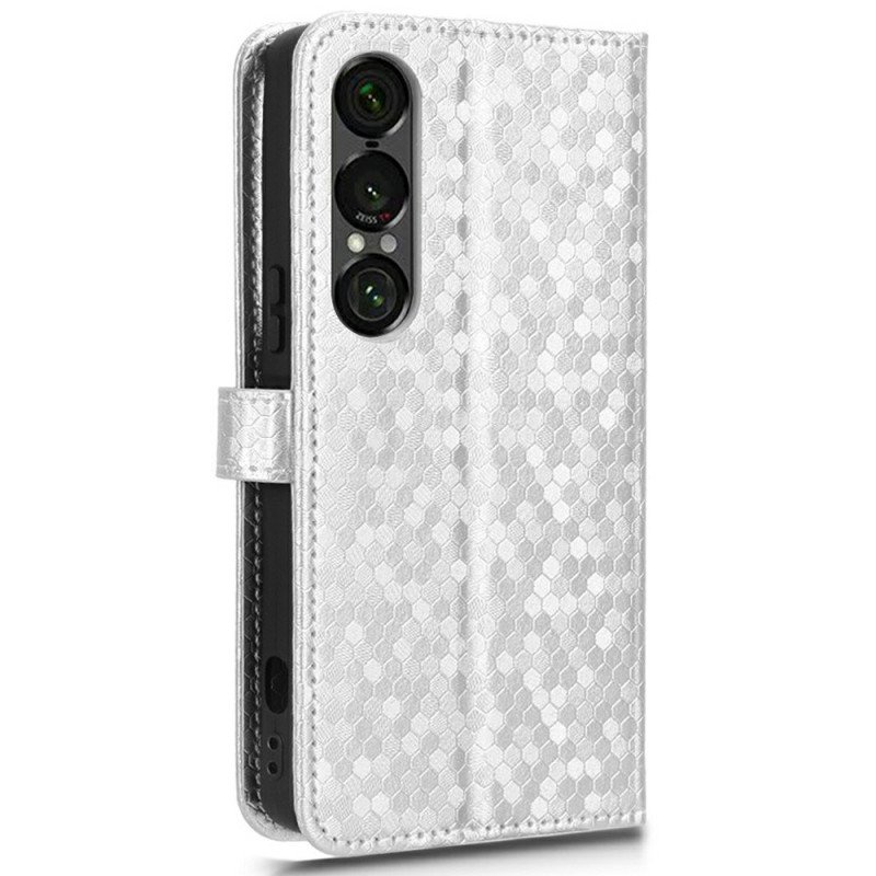 Läderfodral Sony Xperia 1 Vii Telefonfodral Glansiga Prickar