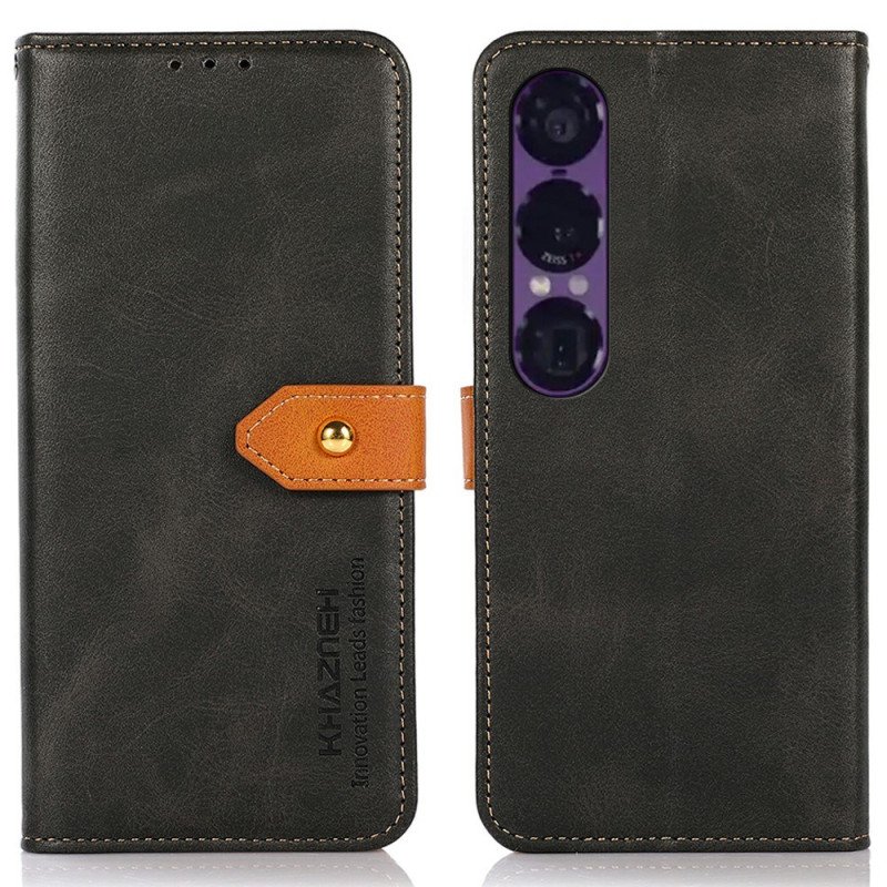 Läderfodral Sony Xperia 1 Vii Telefonfodral Khazneh Guldspänne