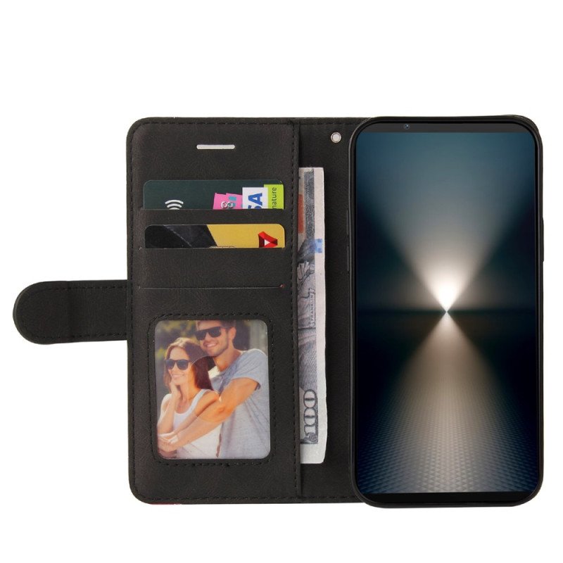 Läderfodral Sony Xperia 1 Vii Telefonfodral Tvåfärgad Vågig Linje