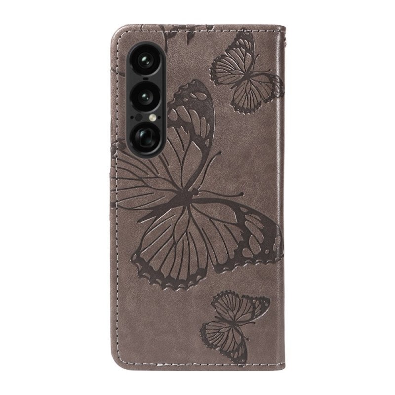 Läderskal Fodral Sony Xperia 1 Vii Jättefjärilar