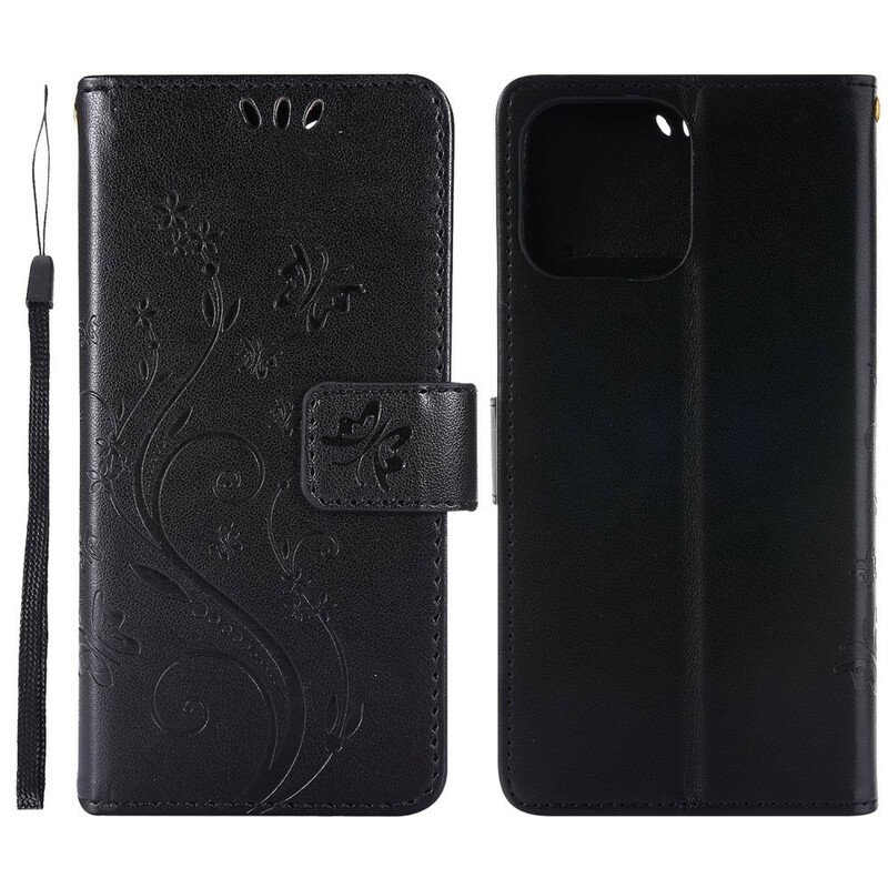 Fodral iPhone 13 Pro Med Kedjar Strappy Grafiska Blommor