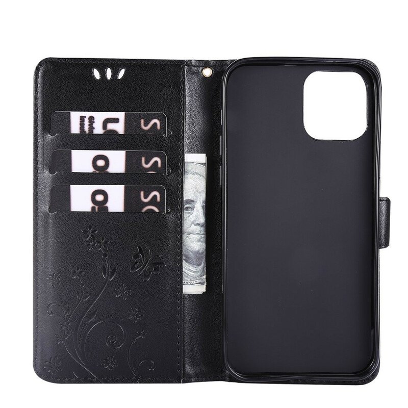 Fodral iPhone 13 Pro Med Kedjar Strappy Grafiska Blommor