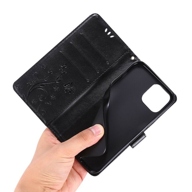 Fodral iPhone 13 Pro Med Kedjar Strappy Grafiska Blommor