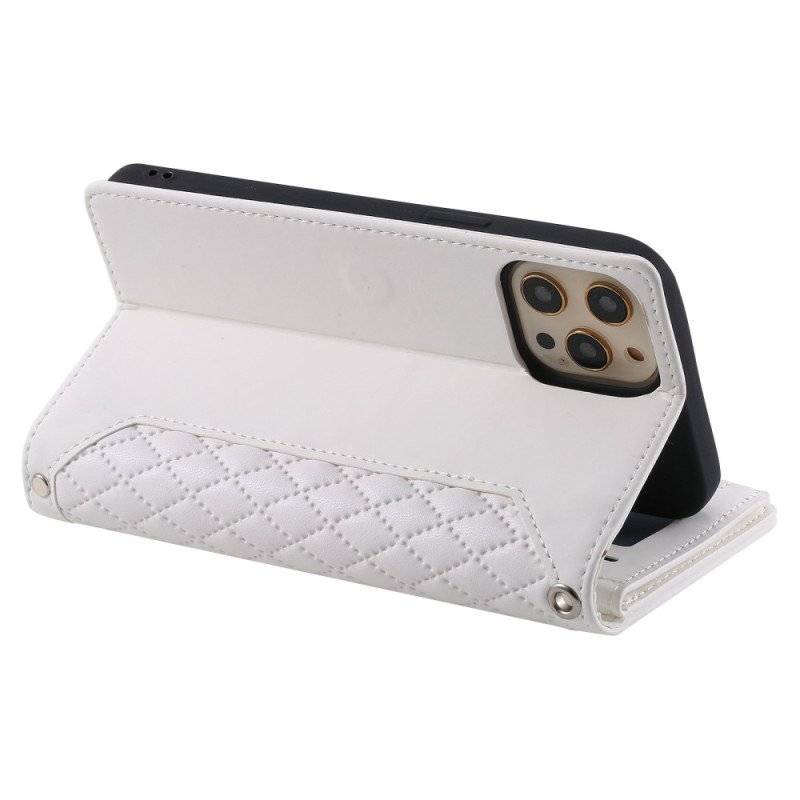 Fodral iPhone 13 Pro Quiltad Stil Med Axelrem