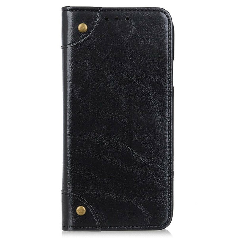 Folio-fodral iPhone 13 Pro Läderfodral Vintage Nitar