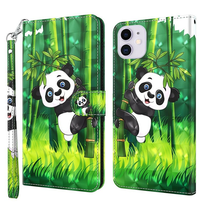 Folio-fodral iPhone 13 Pro Panda Och Bambu