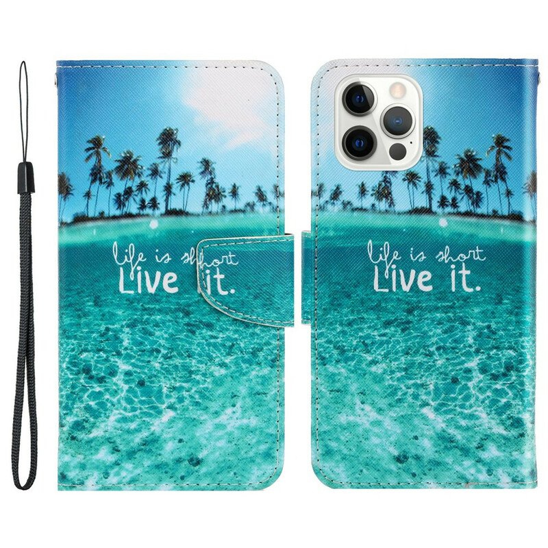 Läderfodral iPhone 13 Pro Med Kedjar Live It At Lanyard