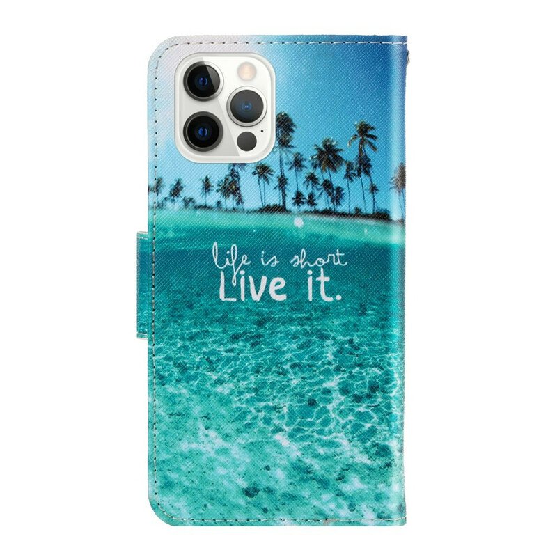 Läderfodral iPhone 13 Pro Med Kedjar Live It At Lanyard