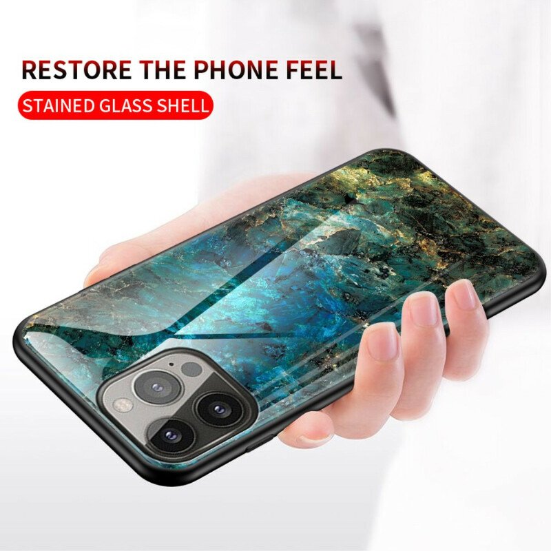 Mobilskal iPhone 13 Pro Marmorfärger Härdat Glas
