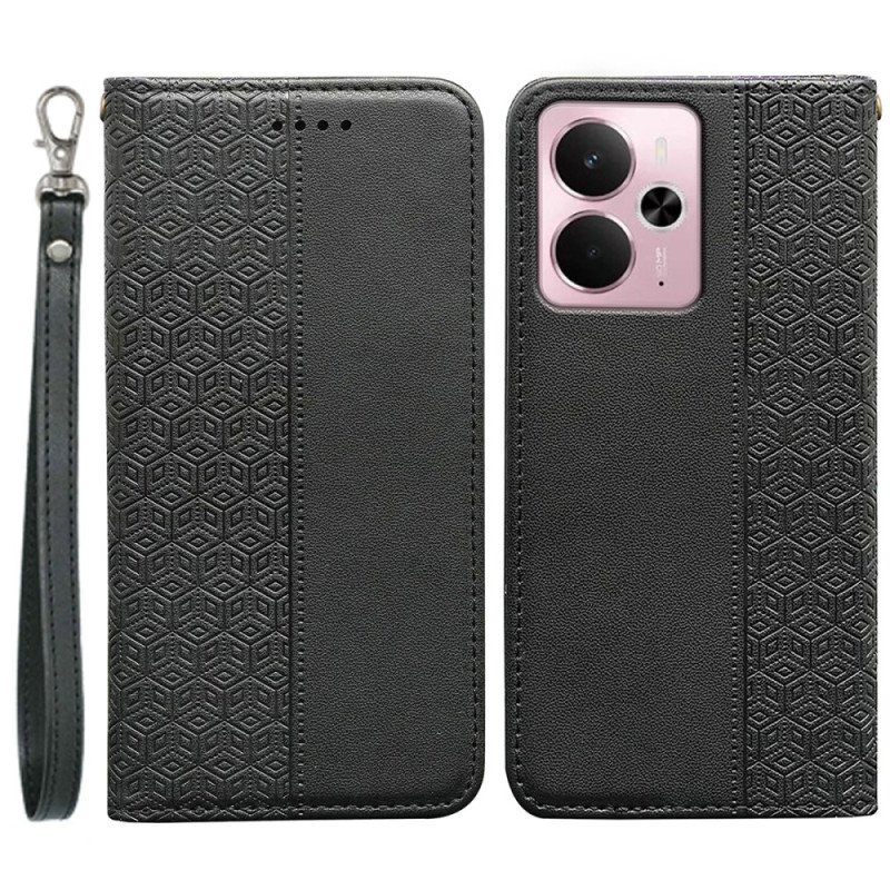 Folio-fodral Realme 14 5g Rutig Kant Och Rem